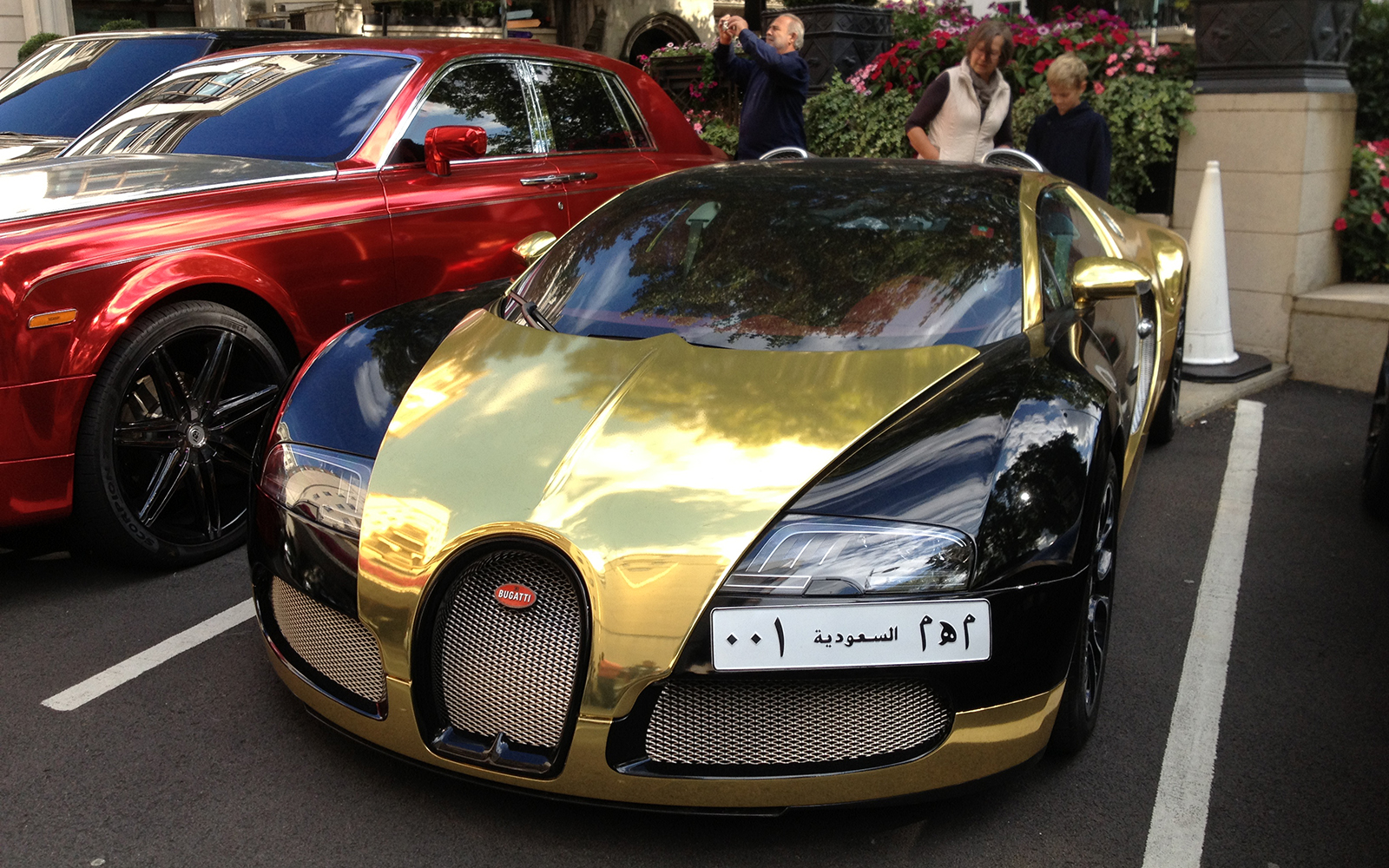 Bugatti in Park Lane near iconic 5 Star Luxury Hotel Mayfair London - The Dorchester